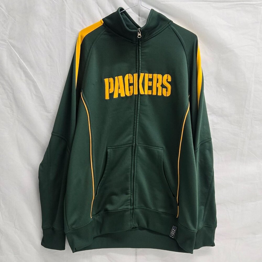 Men’s NFL Team Apparel Green Yellow Zip Up Hoodie Size Large